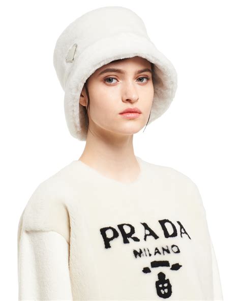 prada shearling hat|Prada hats for women.